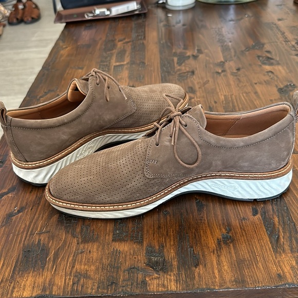 ECCO Men's St.1 Hybrid Plain Toe Oxford Birch Perforated Nubuck Loafers - Picture 5 of 9